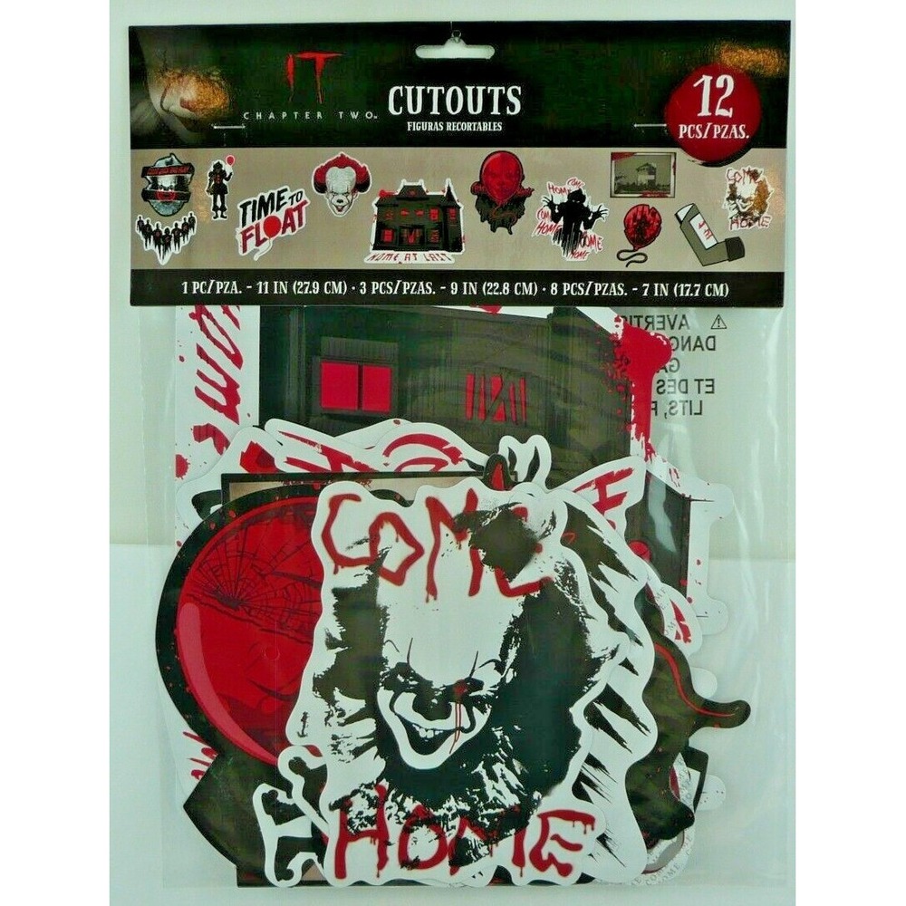 IT Chapter Two Cutouts Evil Clown Wall Decoration Pennywise Losers 12 Piece Set